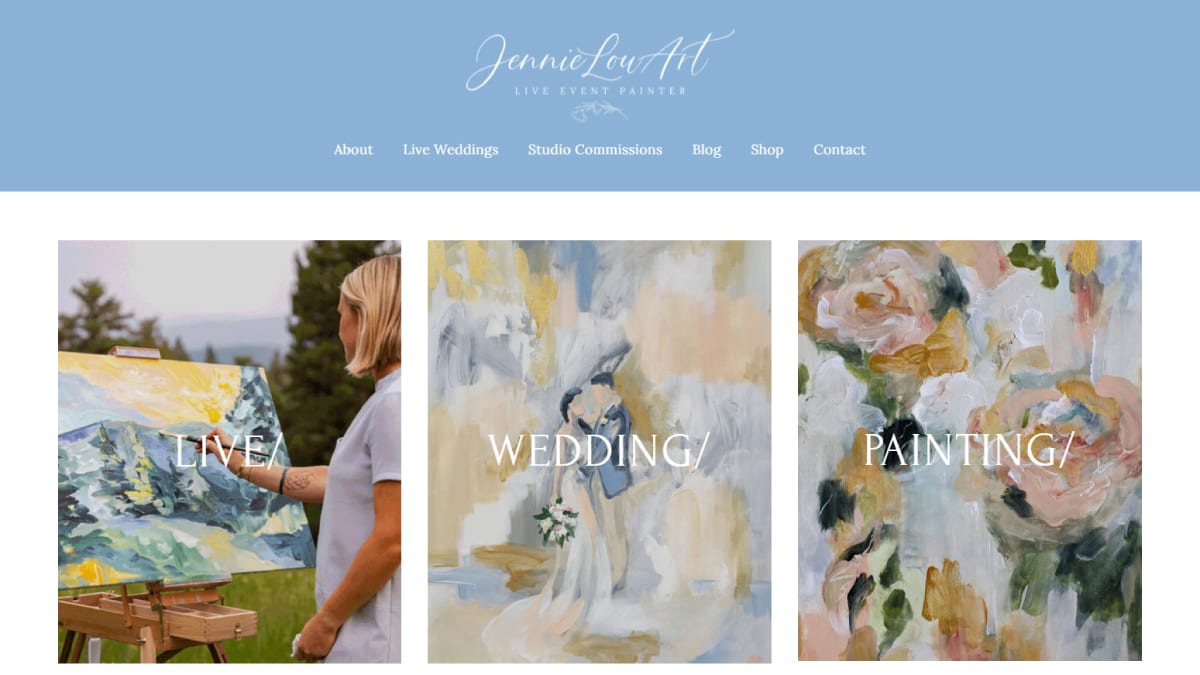 a screenshot of Jennie Lou's website jennielouart.com