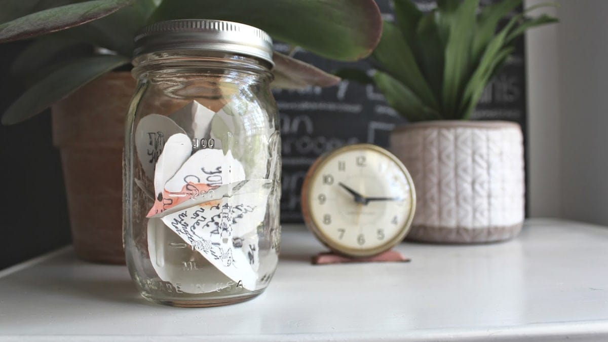 a reminder jar filled with notes. 
