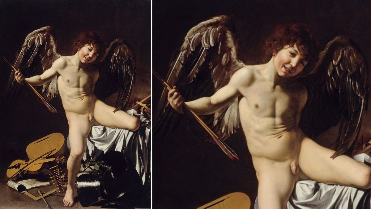 Caravaggio's famous nude painting 'Victorious Cupid'.