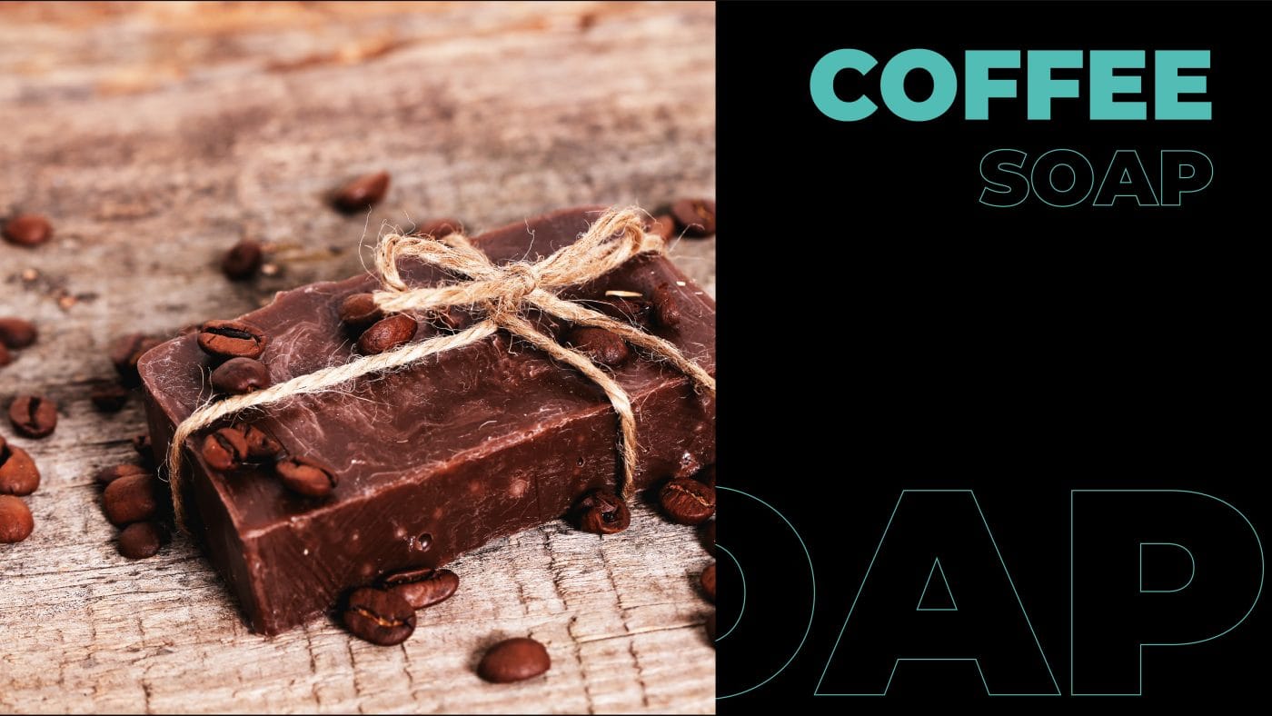 Coffee soap on a mat.