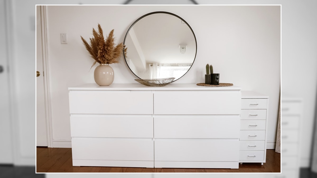 a dresser decor in a minimalist way. 