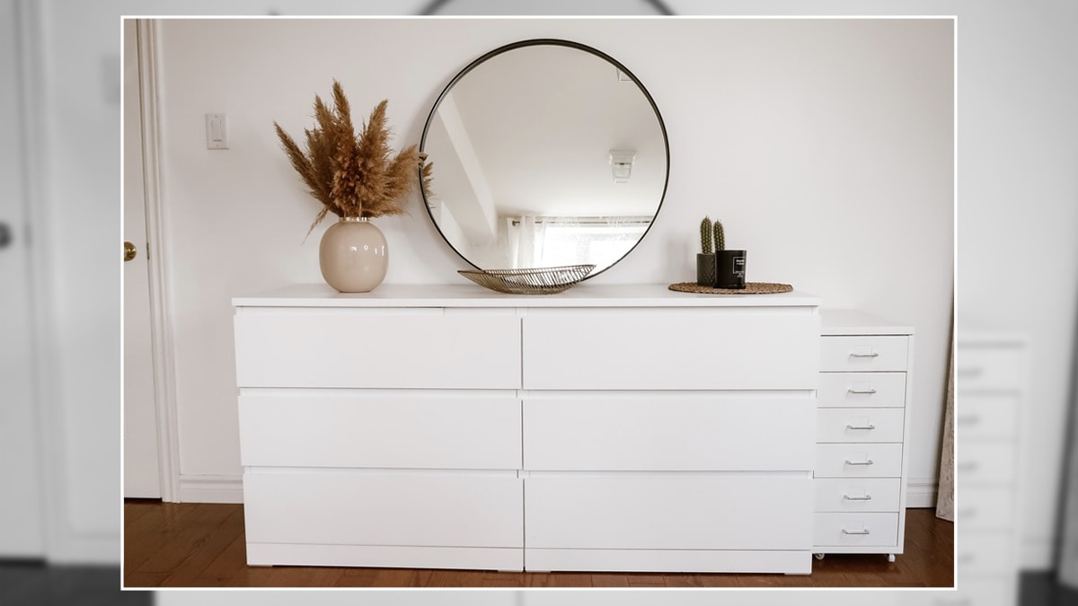 a dresser decor in a minimalist way.