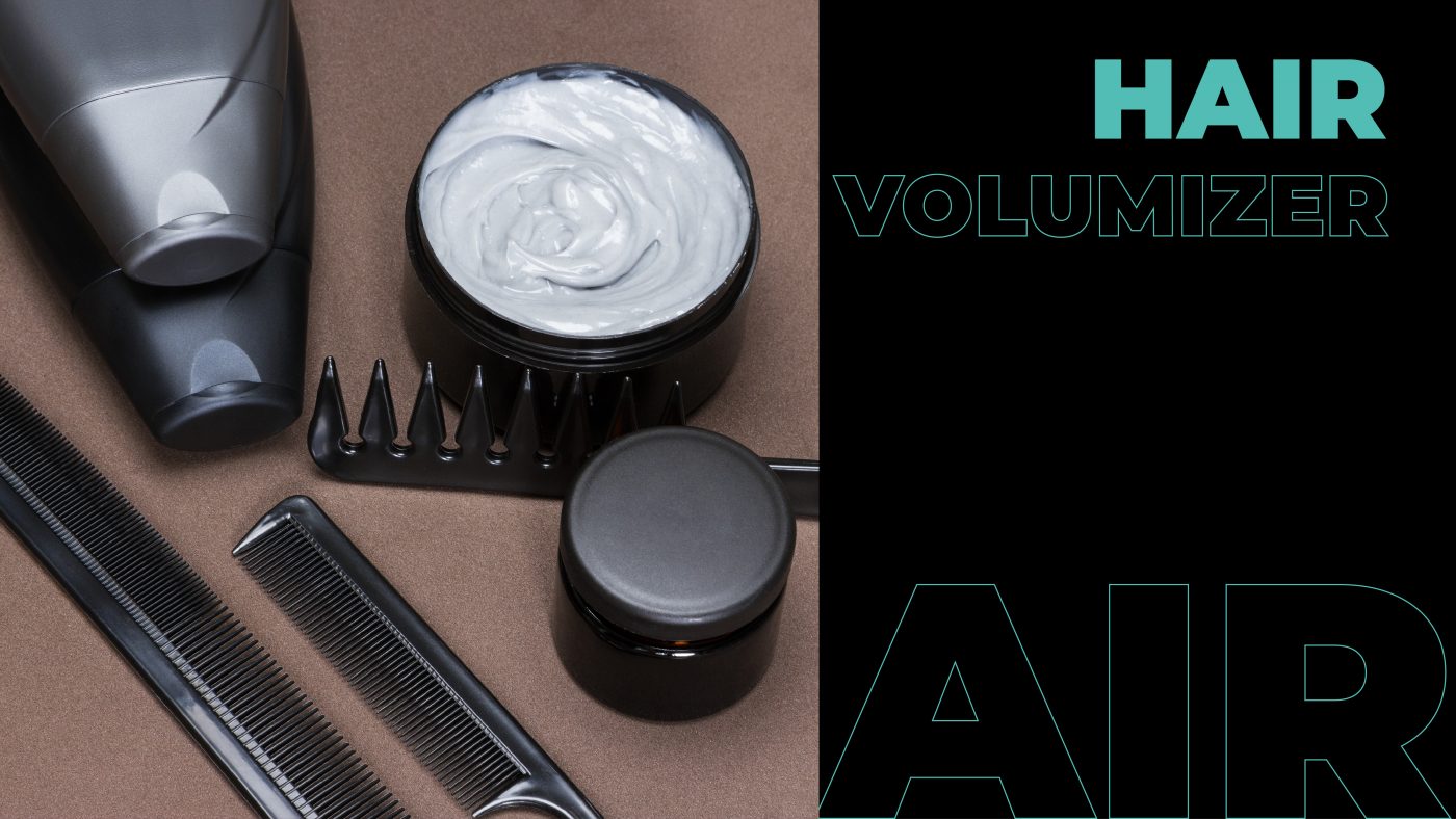 Hair volumizer  products on a brown table. 