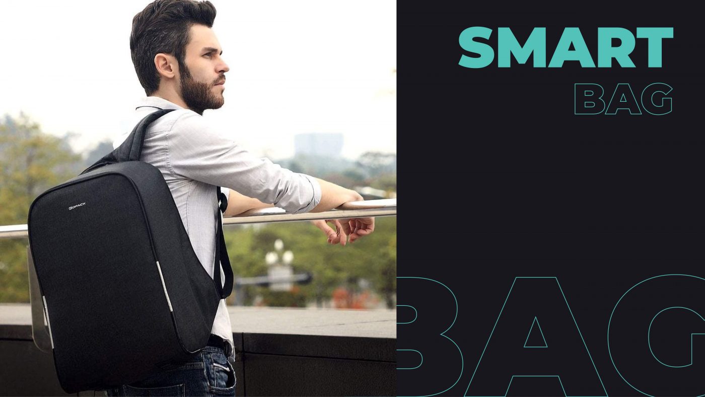 A person wearing Smart Bag and looking at a distance. 