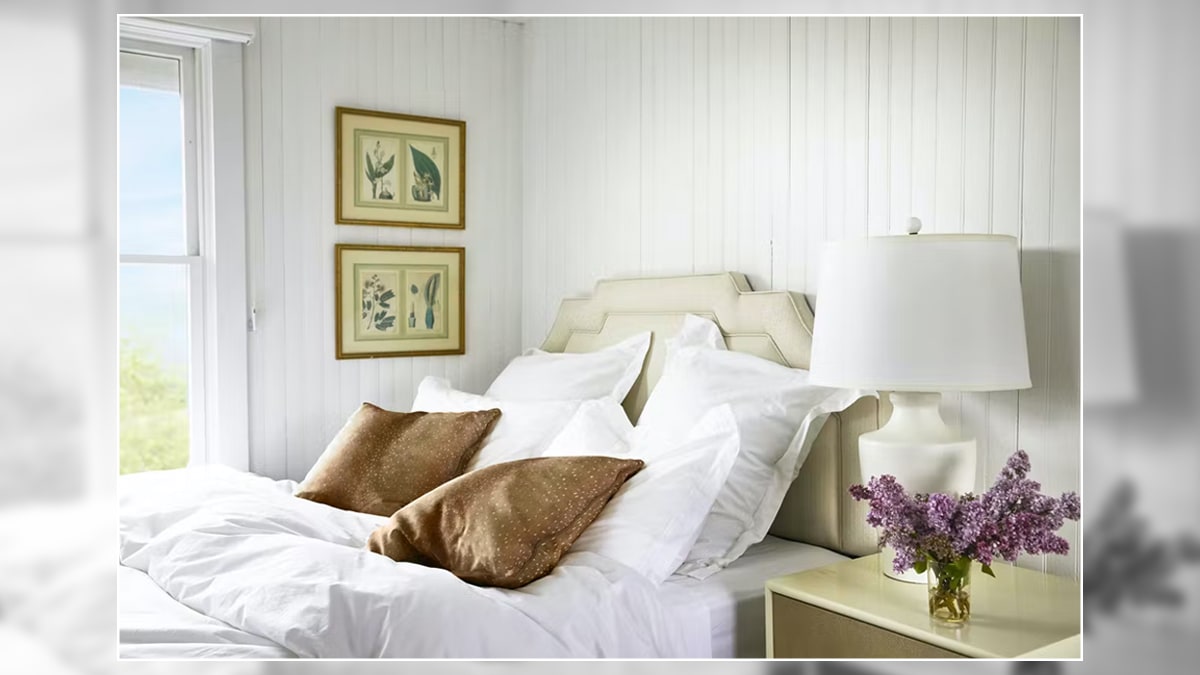 a simple white themed bedroom decor. 