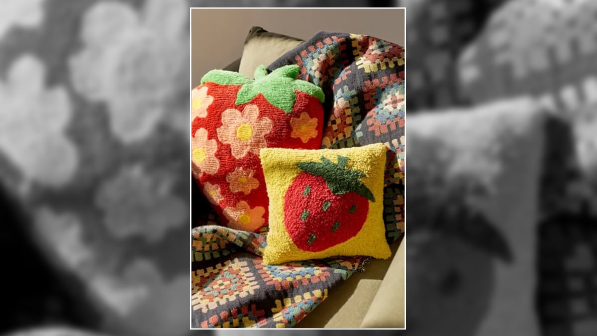 strawberry shaped throw pillow