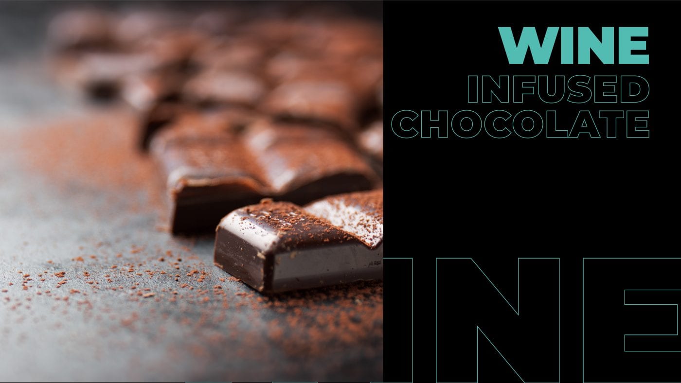 wine infused chocolate sprinkled with cocoa powder.