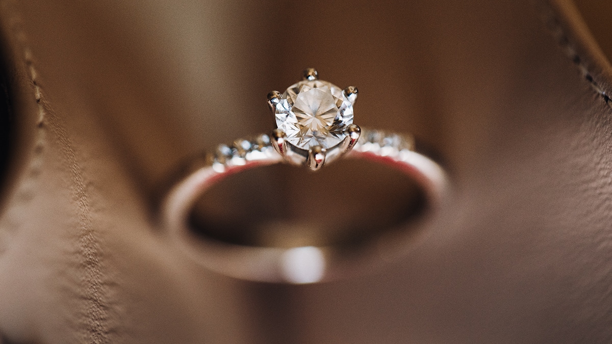 a closeup shot of Diamond ring 