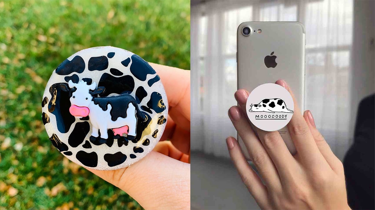 Popsockets with cows on them, these are gifts for pet lovers as well.