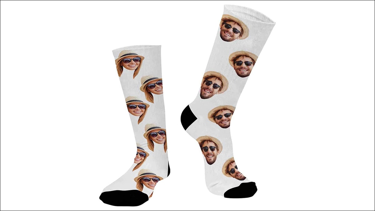 Funny custom socks with faces on them. they are white in color and are one of the graduation gift ideas for nephew.