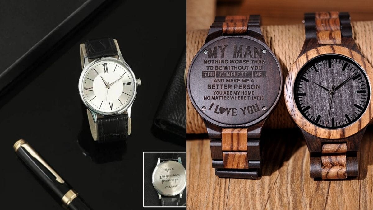Watch with engraved message for anniversary