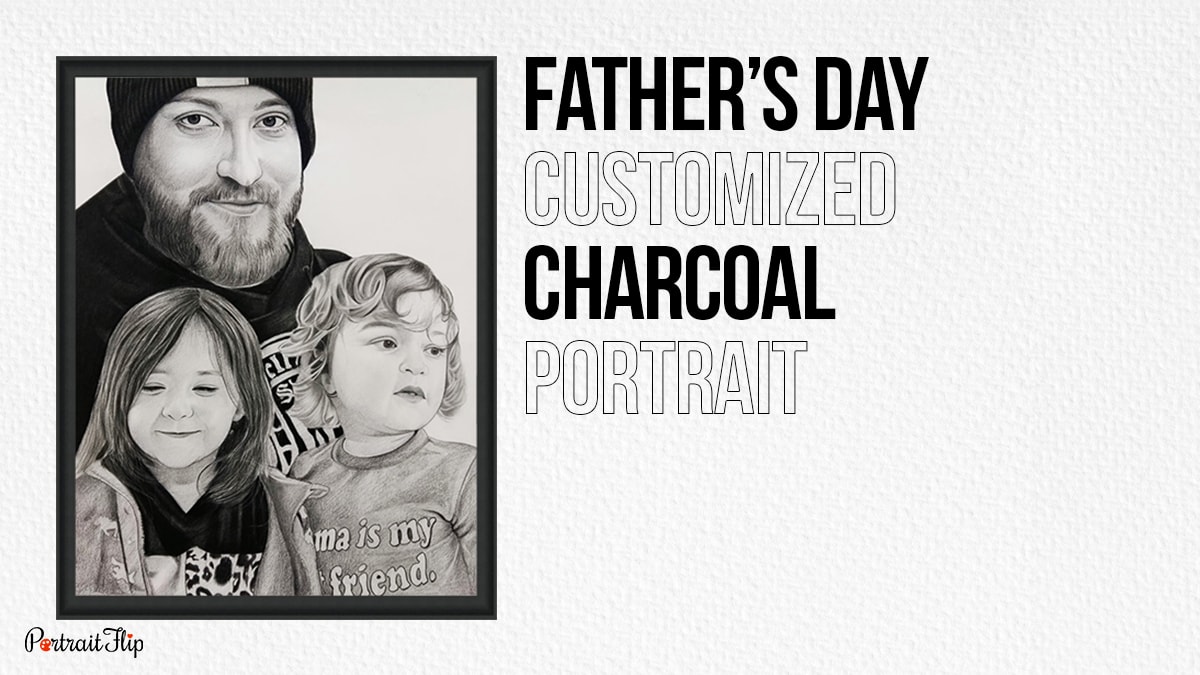 A customized charcoal portrait by PortraitFlip