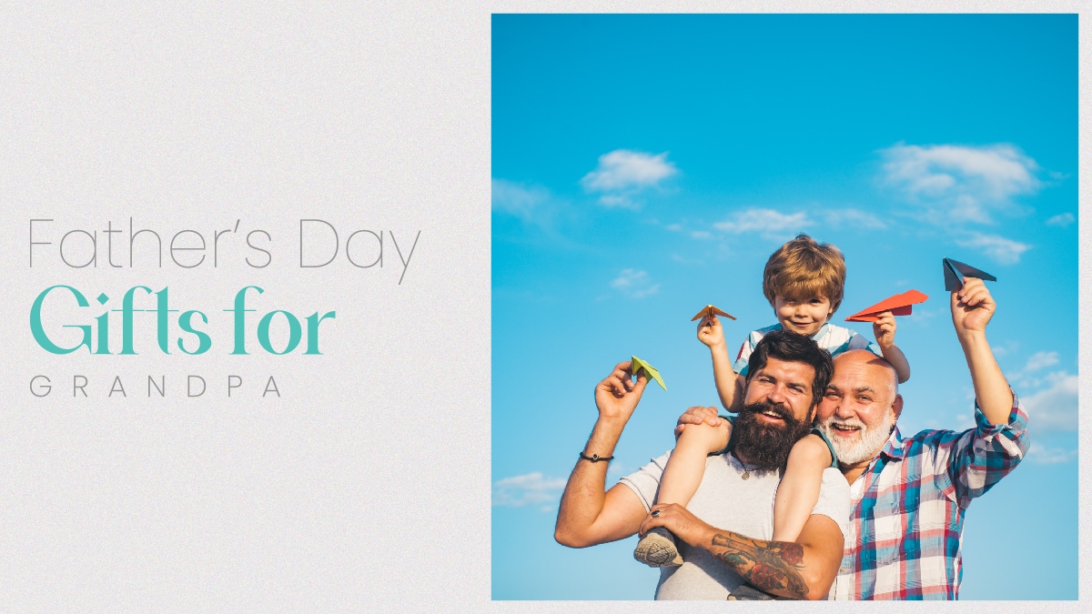 A happy family picture where a grandchild, father and grandfather are all smiles