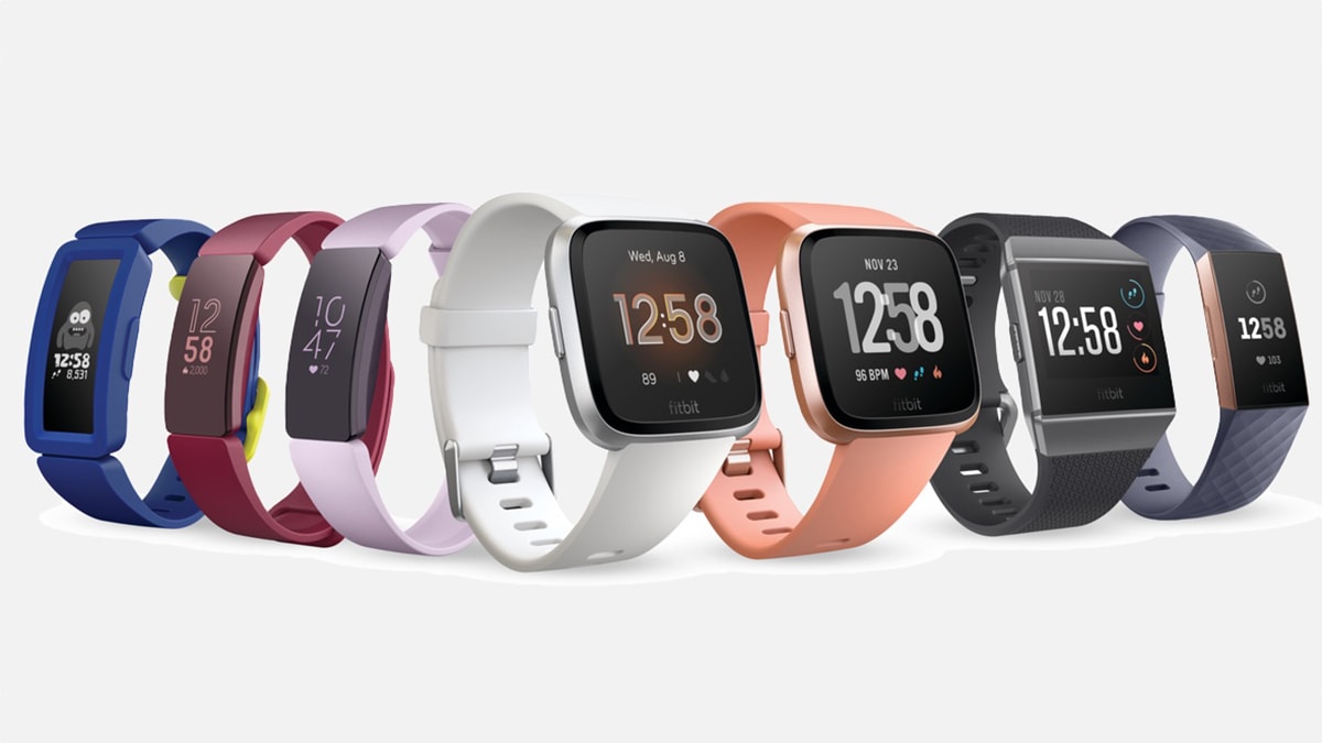 Different Fitbit variants, in multiple colors and sizes