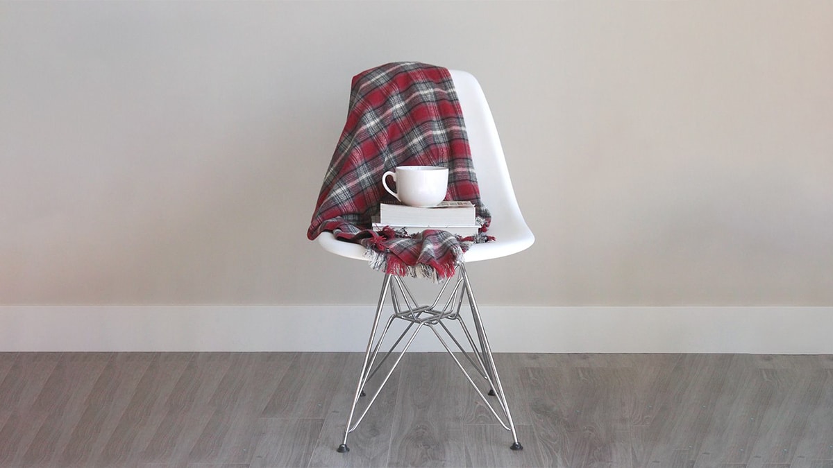 Flannel throw on a chair