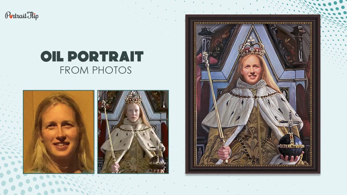 A royal handmade custom painting of a person.