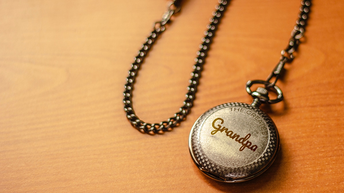A customized grandpa pocket watch