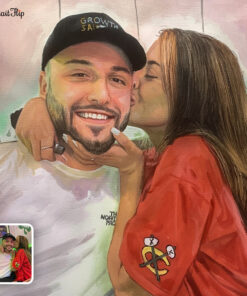 couple in love pastel portrait