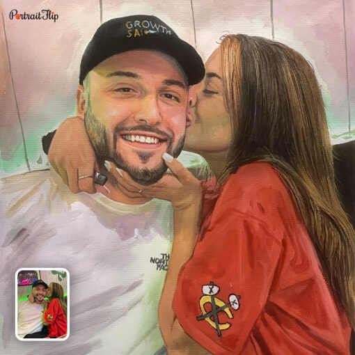 couple in love pastel portrait