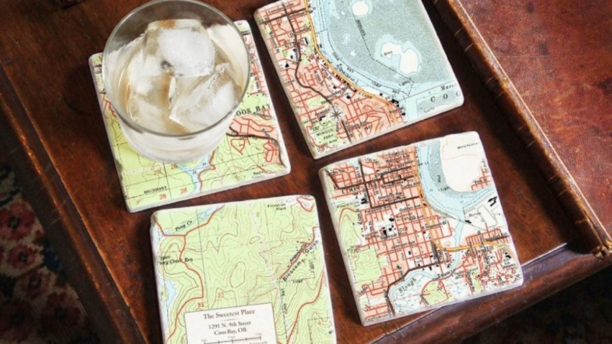 Customized map coasters