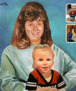 mother and baby pastel portrait