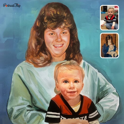 mother and baby pastel portrait