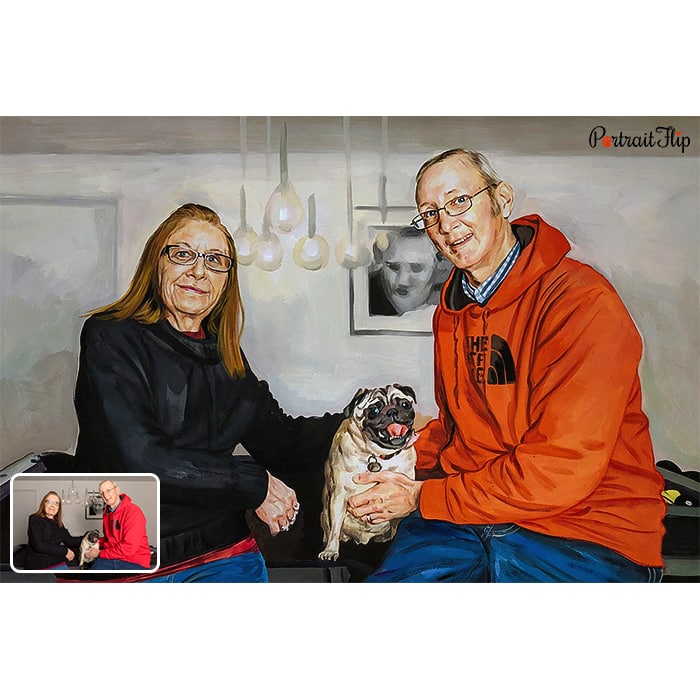family and pet pastel portrait