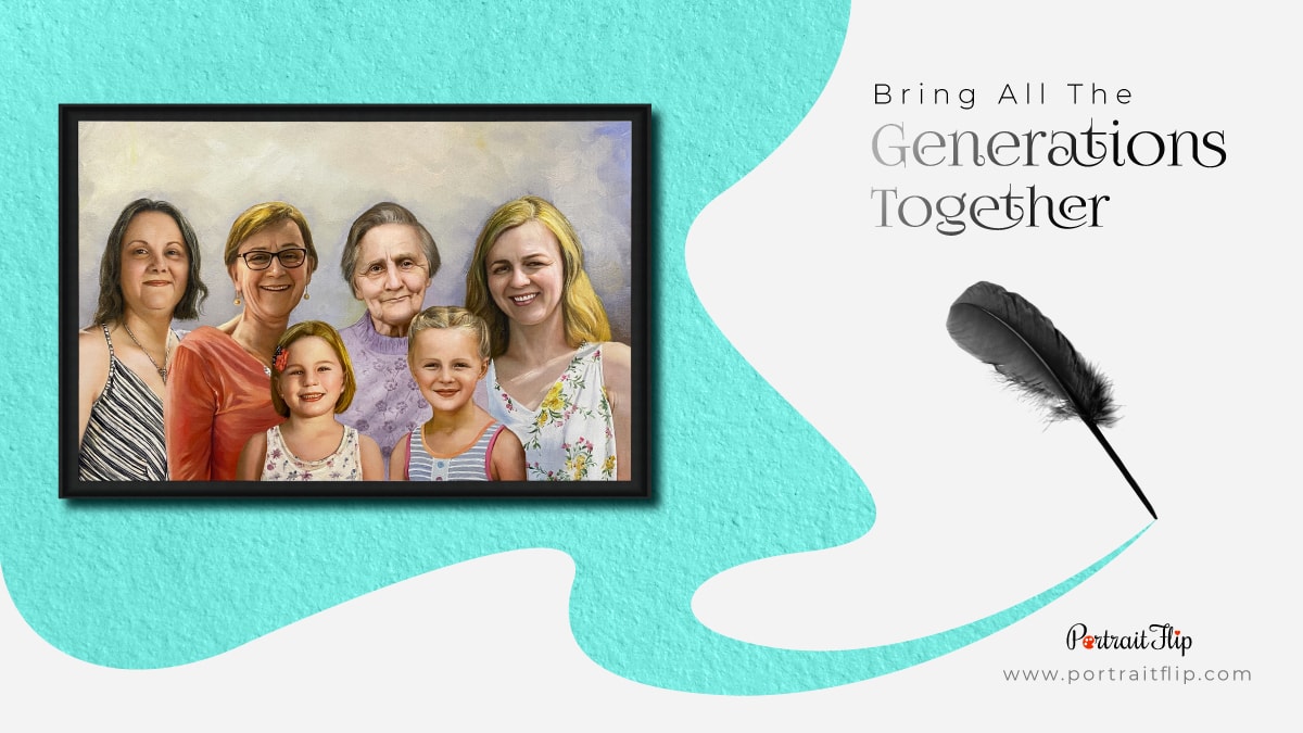 Paint your old and new photos together to bring all generations together.