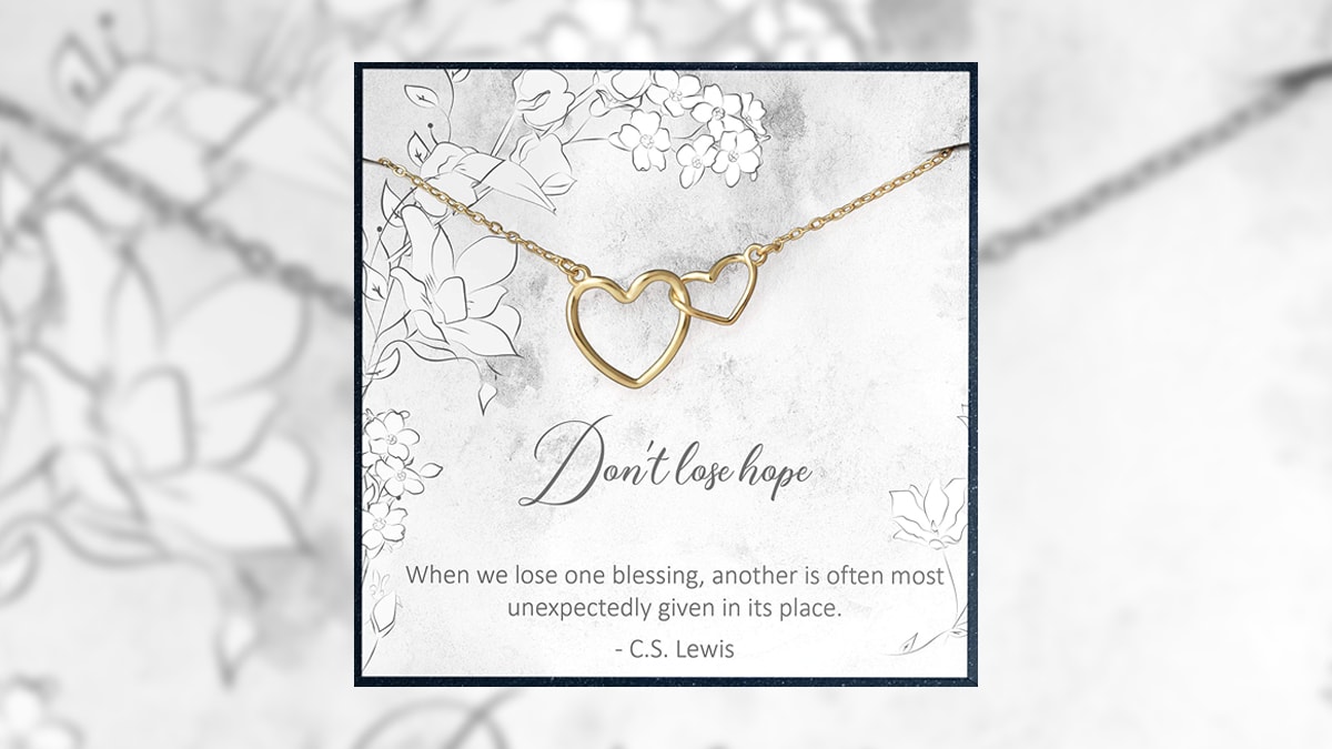 A 'don't lose hope' necklace. It is a gift for memorials for the loss of a baby.