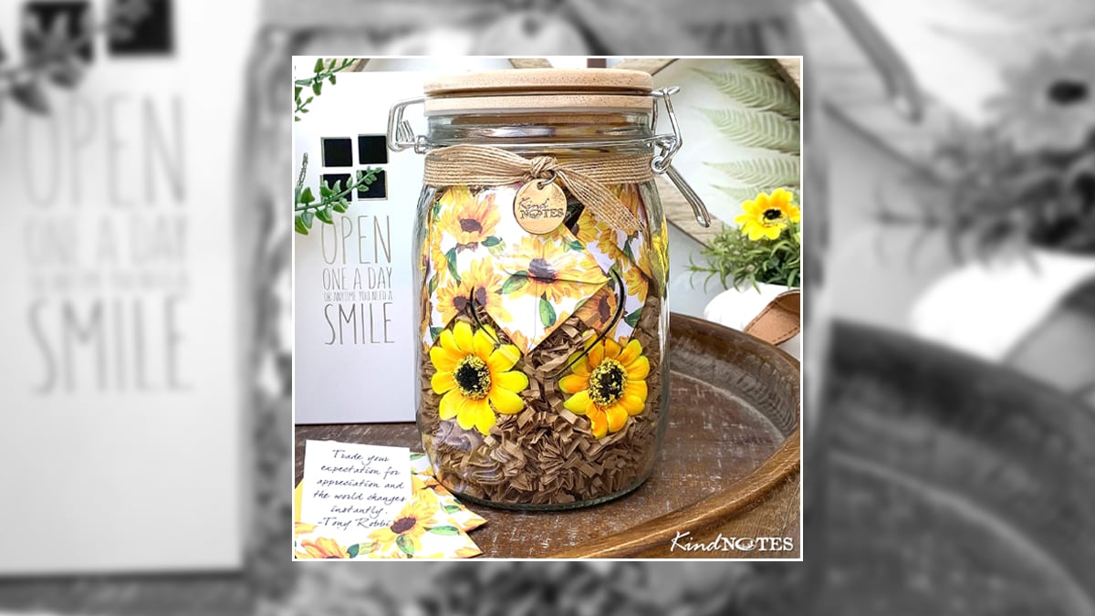 A jar with kind notes inside it that will help people grieving through the loss of someone a little hope.