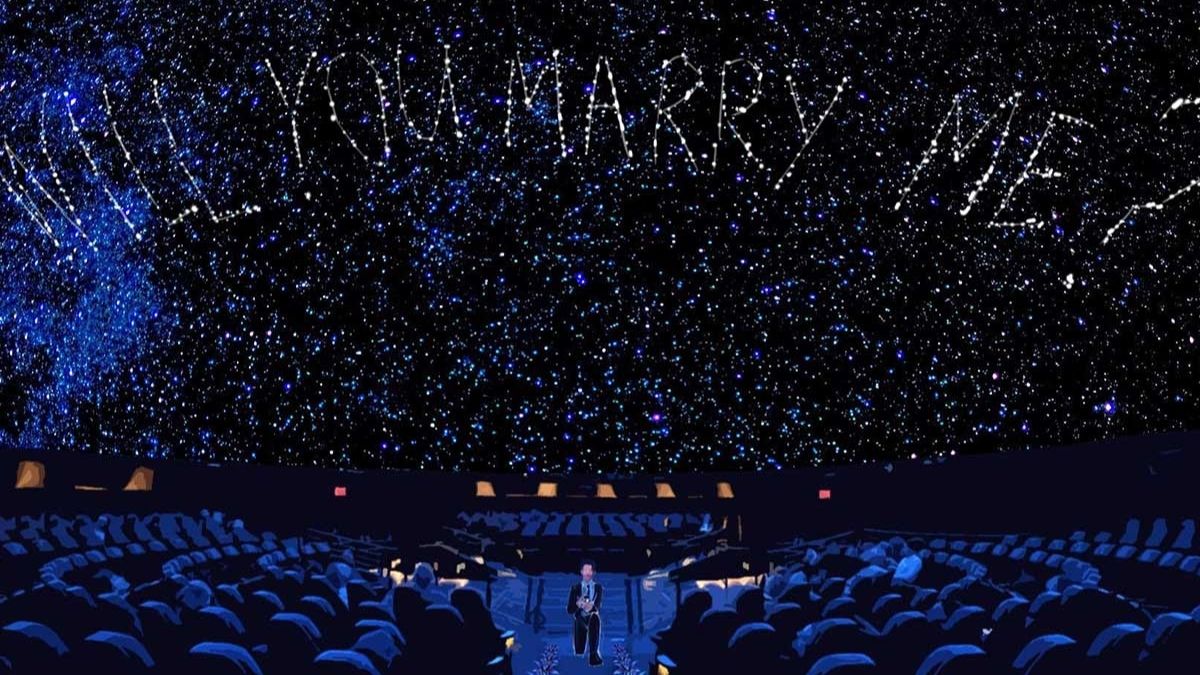 A proposal at a planetarium shown as one of the best proposal ideas
