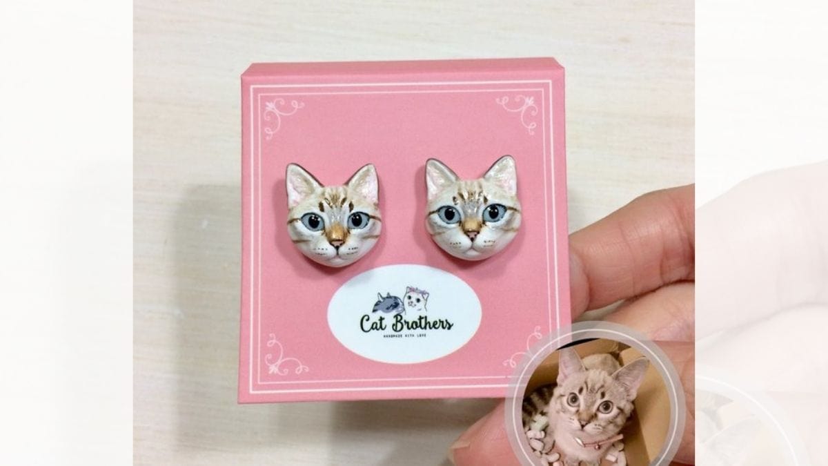 a pair of personalized cat earing to match some ones cat's face 