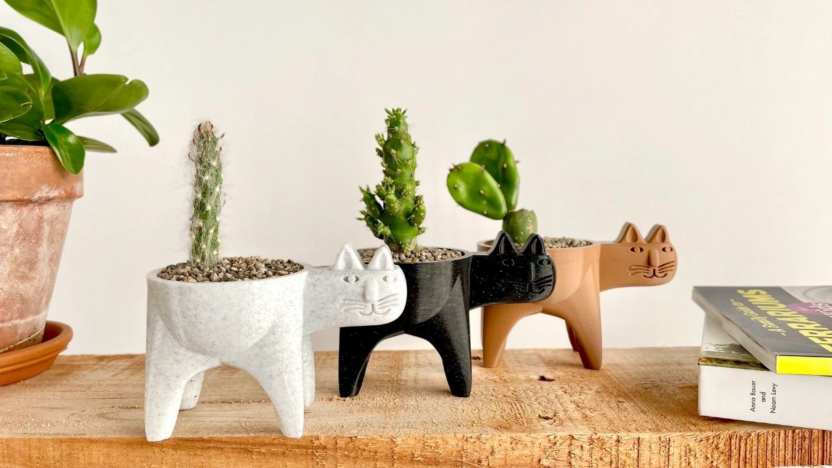 cat themed planters shown as a cat lovers gift
