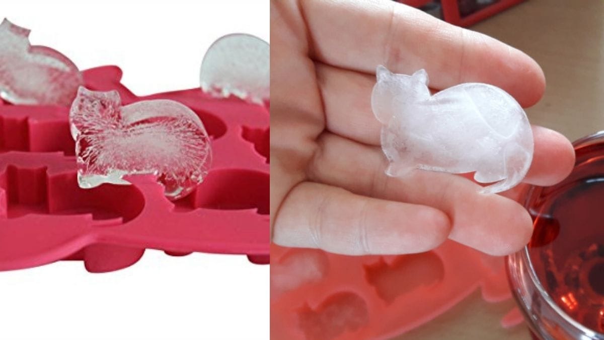 ice cubes in the shape of cats shown as a gift for cat lovers