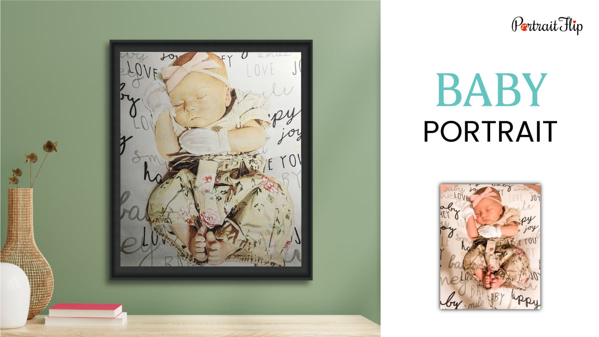 A custom baby portrait in color pencil by PortraitFlip