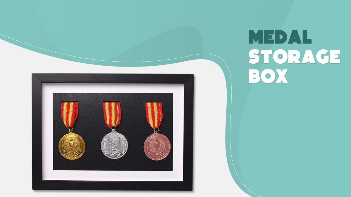 three medals in a metal storage