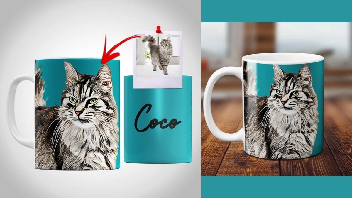 a mug personalized with a cat lover's cat that can be given as a gift to a cat lover