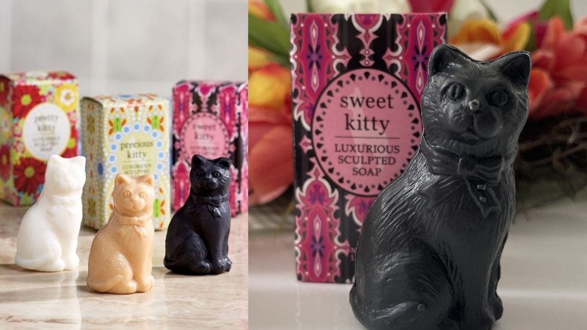 a personalized cat themed soap shown as a cat lovers gift