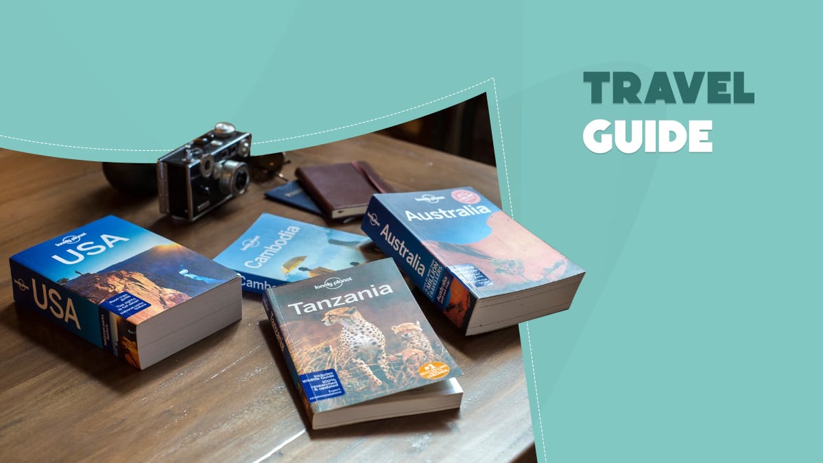 4 travel guides to fly to USA, Tanzania, Australia, and Cambodia. 