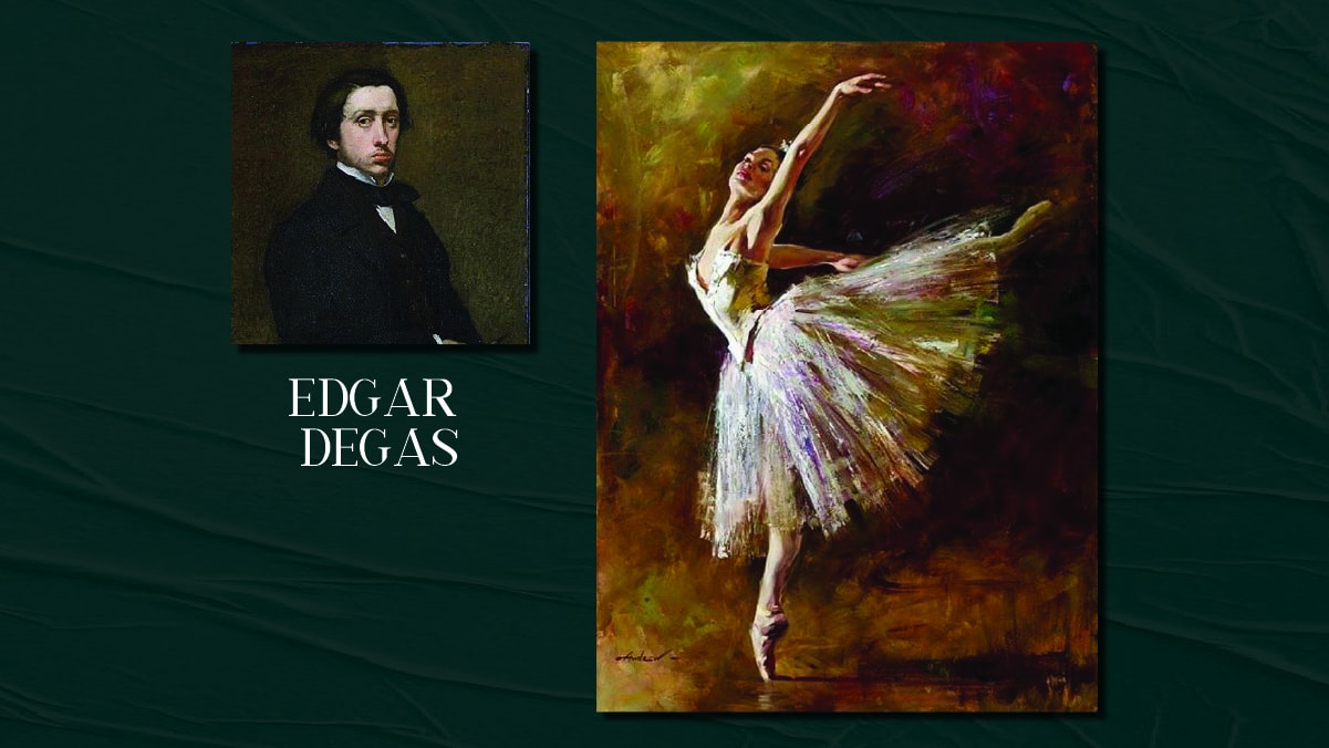 The famous painter Edgar Degas's self portrait and one of his famous painting