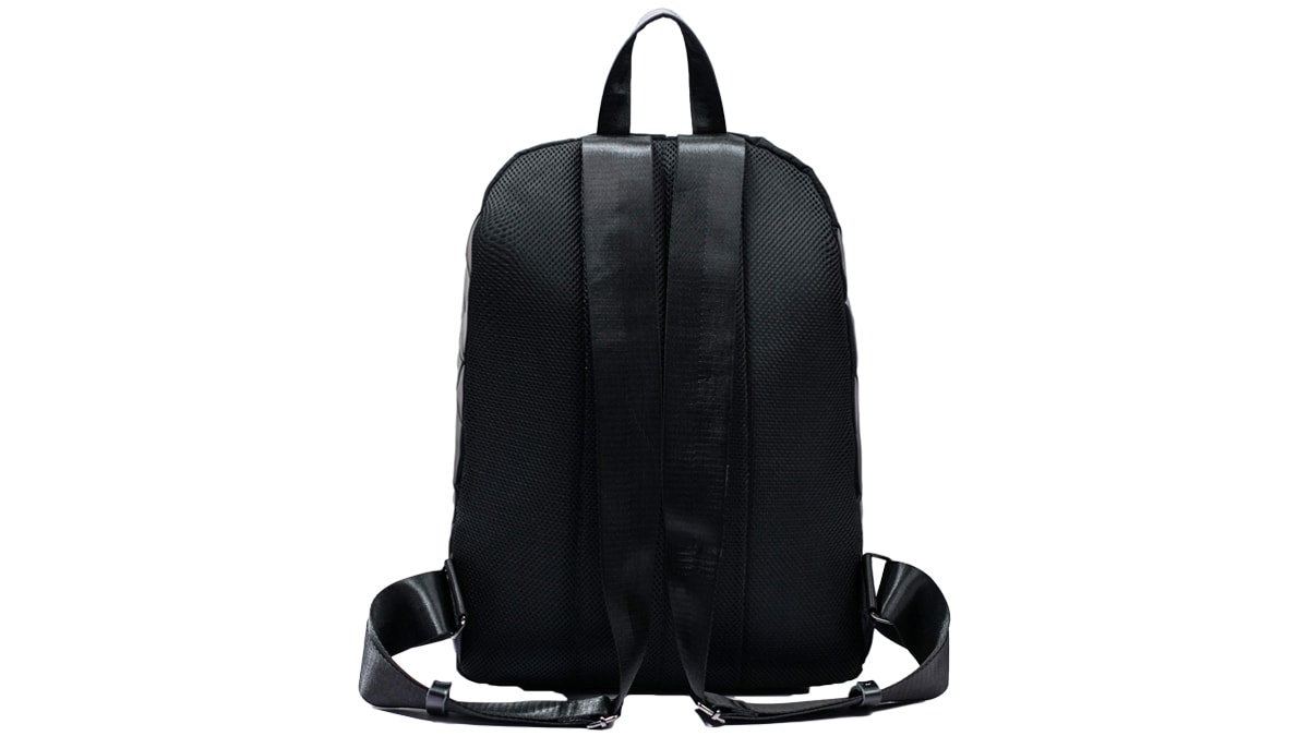 a geometric backpack