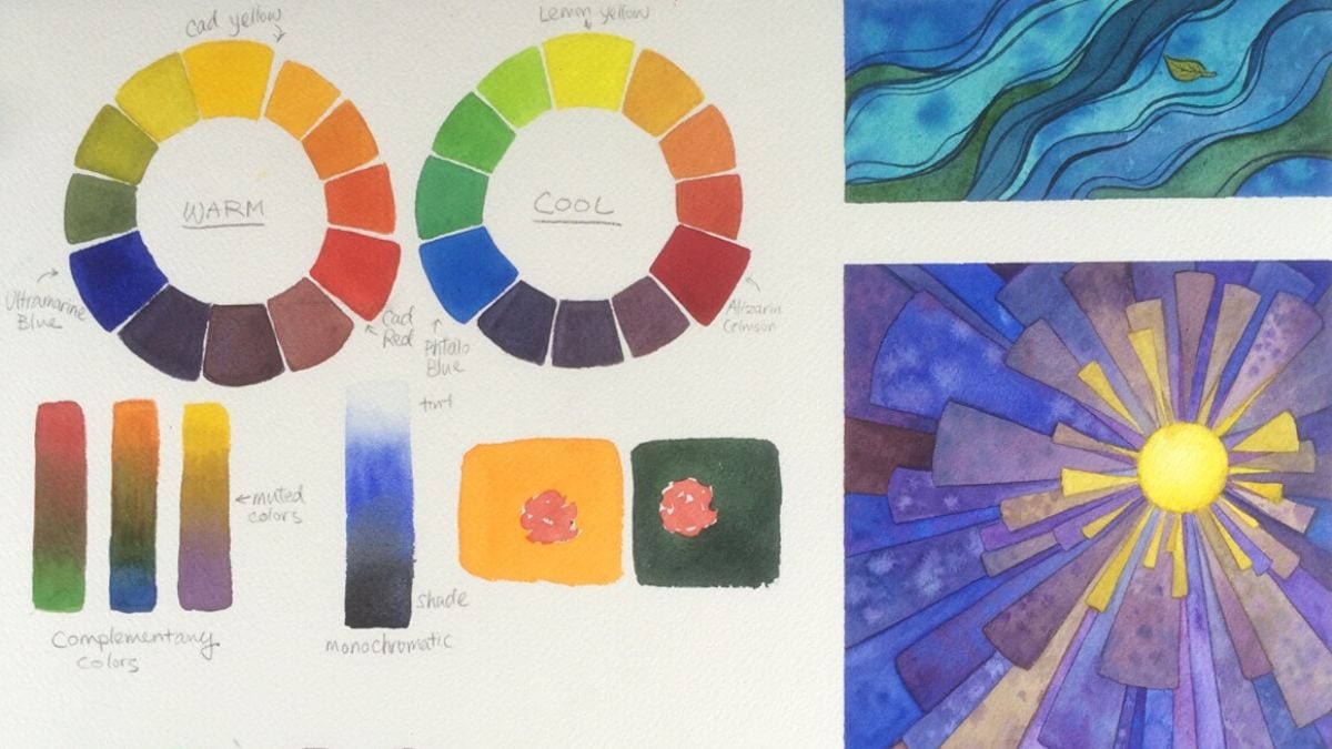 watercolor painting that has a color wheel. 