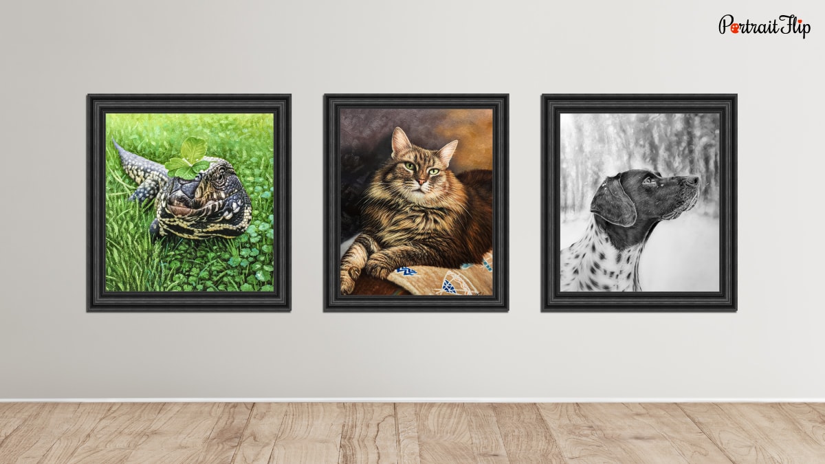Different mediums and customisations that the best pet portrait companies give.