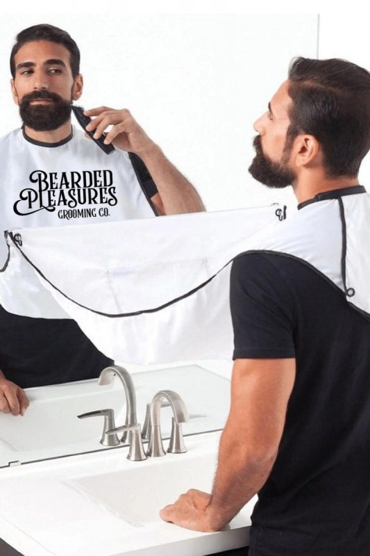 an apron for beard trimming as one of the most unique gift ideas for him for Christmas