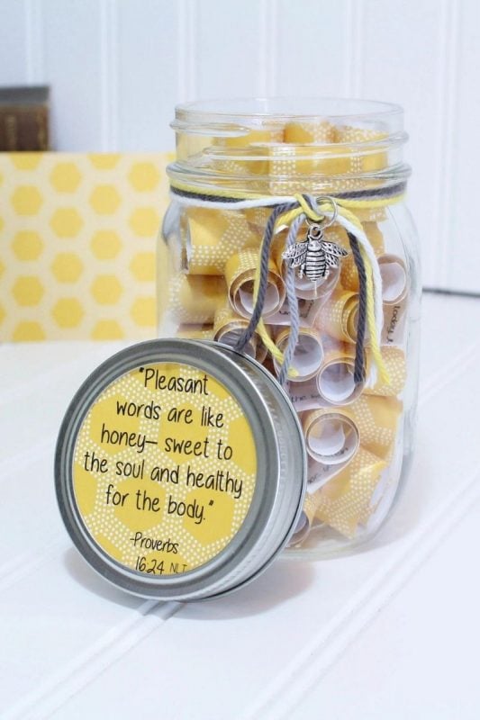 a jar of bible verses as one of the most unique gift ideas for him for Christmas