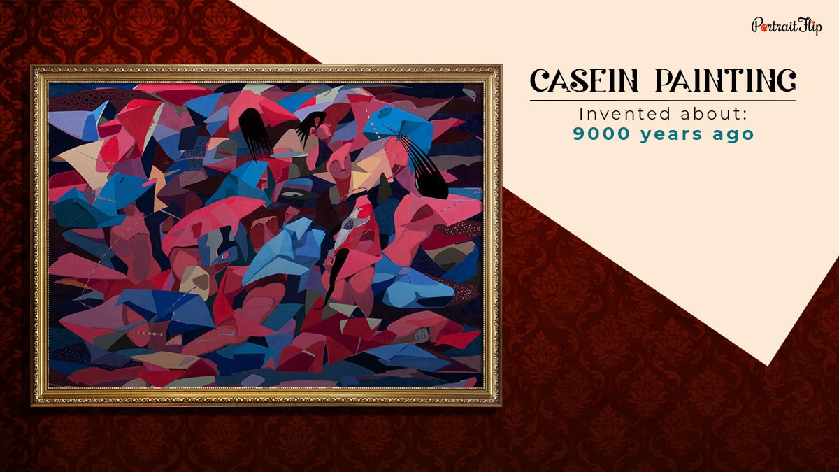 casein painting technique that was invented round 9000 years ago shown as one of painting techniques in the all types of paintings, styles, and techniques blog