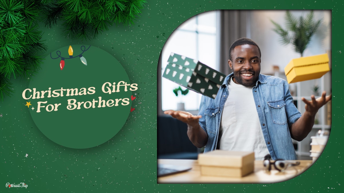 a guy opening Christmas gift box