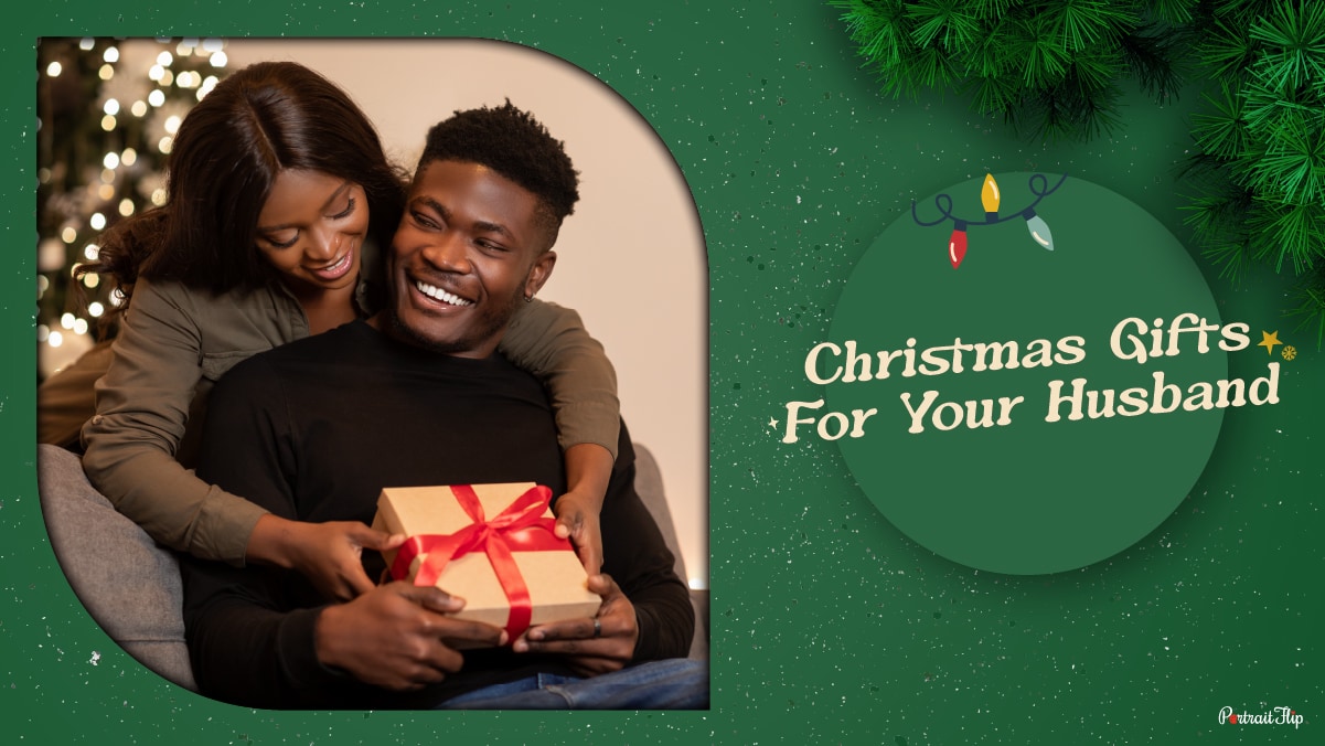 Wife Giving Gift To Husband Celebrating Christmas