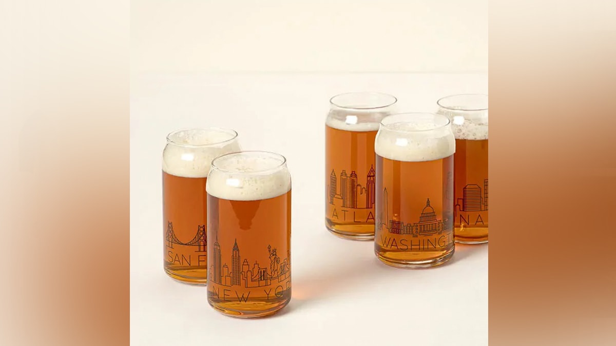 city skyline beer glasses