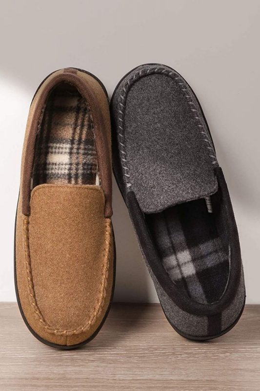 flannel moccasin slippers as one of the most unique gift ideas for him for Christmas